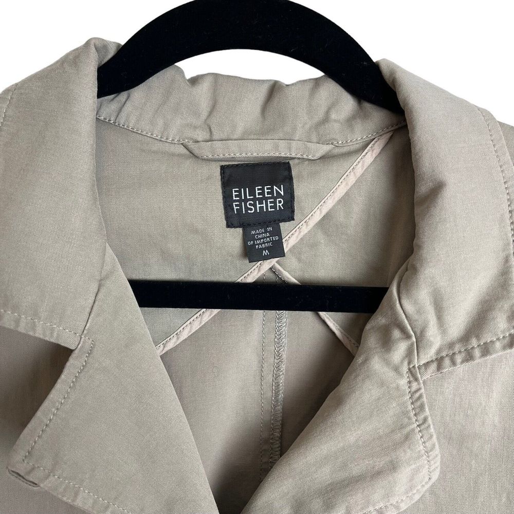 Eileen Fisher Jacket Khaki Beige Button Collar Long Sleeve Womens Size Medium - Picture 4 of 7